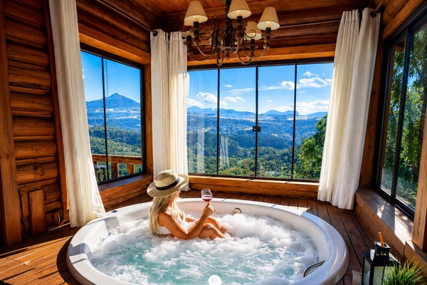 Cabana do Perau com Hidromassagem - Alfredo Wagner - SC | Private spa tub