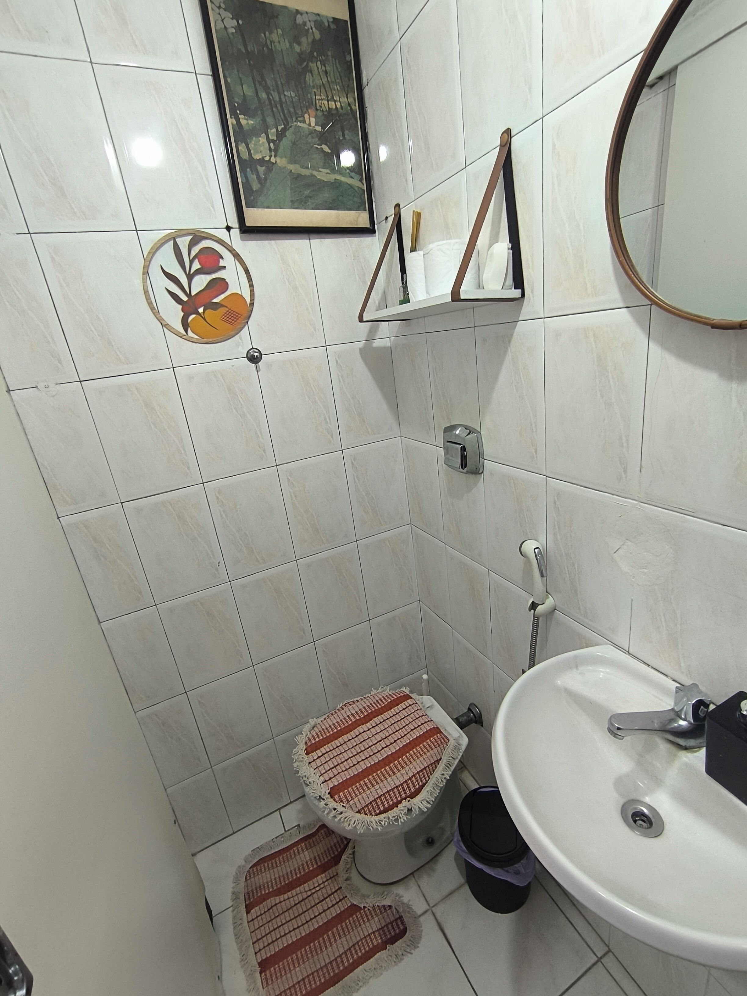Shower, towels, soap, toilet paper