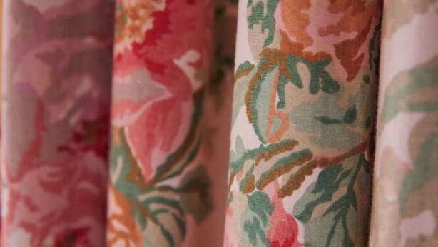 A close-up of fabric with a floral pattern. - The Secret Garden (Kinsale)