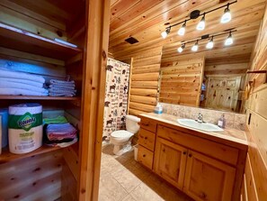 Bathroom - Skoots Creek Hideaway — a cozy, classic log cabin! (Panguitch Lake)