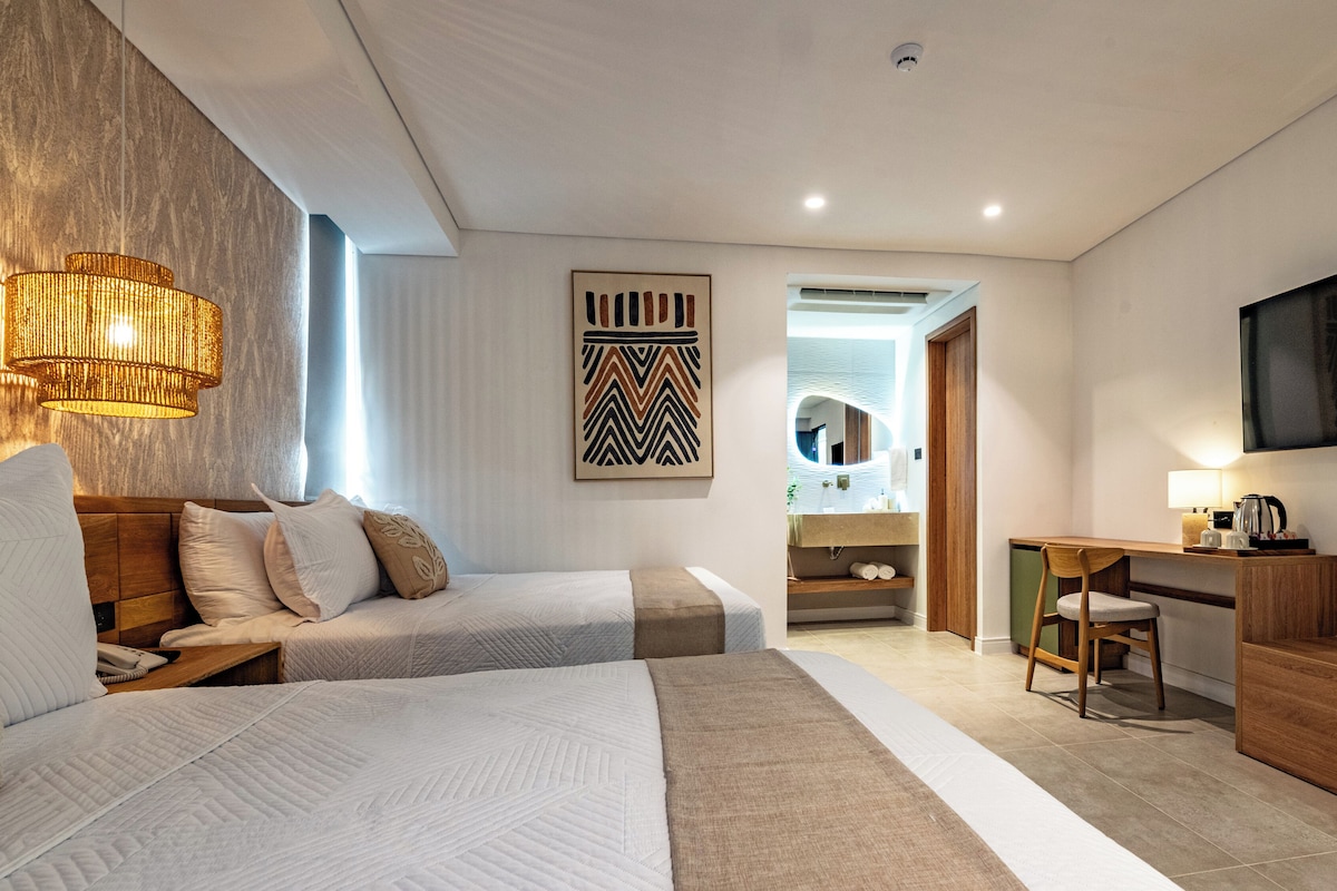 Standard Double Room, 2 Double Beds | In-room safe, desk, laptop workspace, free WiFi