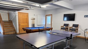 A billiards room with a pool table, a snooker table, and a table tennis table. - Beach ParTee Time: Soundfront, Private Pool, Hot Tub, Community Amenities (Corolla)