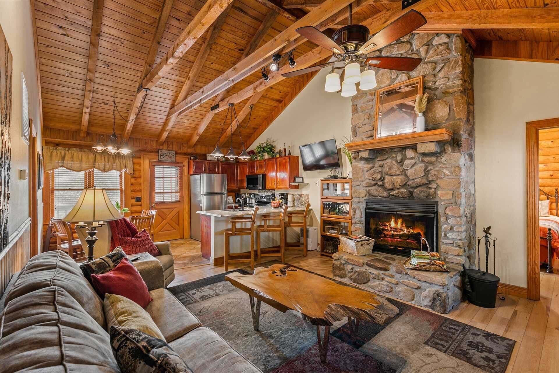 Smart TV y chimenea 