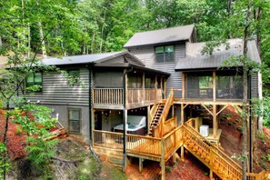 Exterior - The Goathouse - Pet Friendly, Hot Tub, Creekside Firepit + Game Room! (Ellijay)