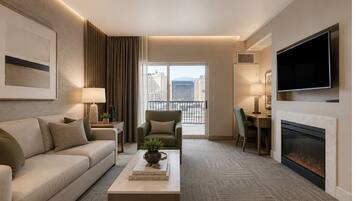 Family Suite, City View | Living area | 43-inch flat-screen TV with cable channels