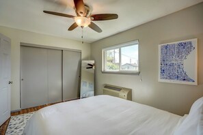 Bedroom with closet and full length mirror - Pet-Friendly Apt Near Med Center + Parking (Milwaukee)