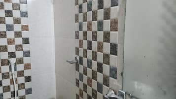 Shower, free toiletries, towels, soap