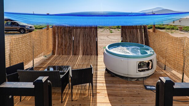 Terrace/patio - Hot Tub & Mtn Views! Carlsbad RV Retreat (Carlsbad)