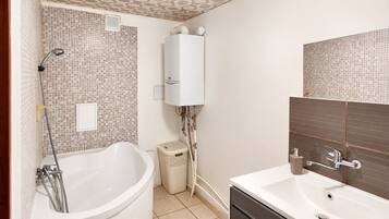 Hair dryer, towels, toilet paper
