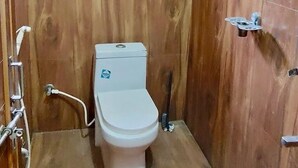 Shower, towels, toilet paper