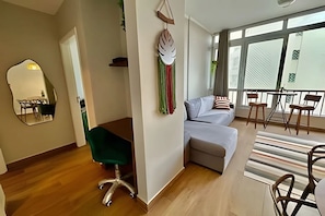Deluxe-lejlighed - balkon - strandudsigt | Opholdsområde