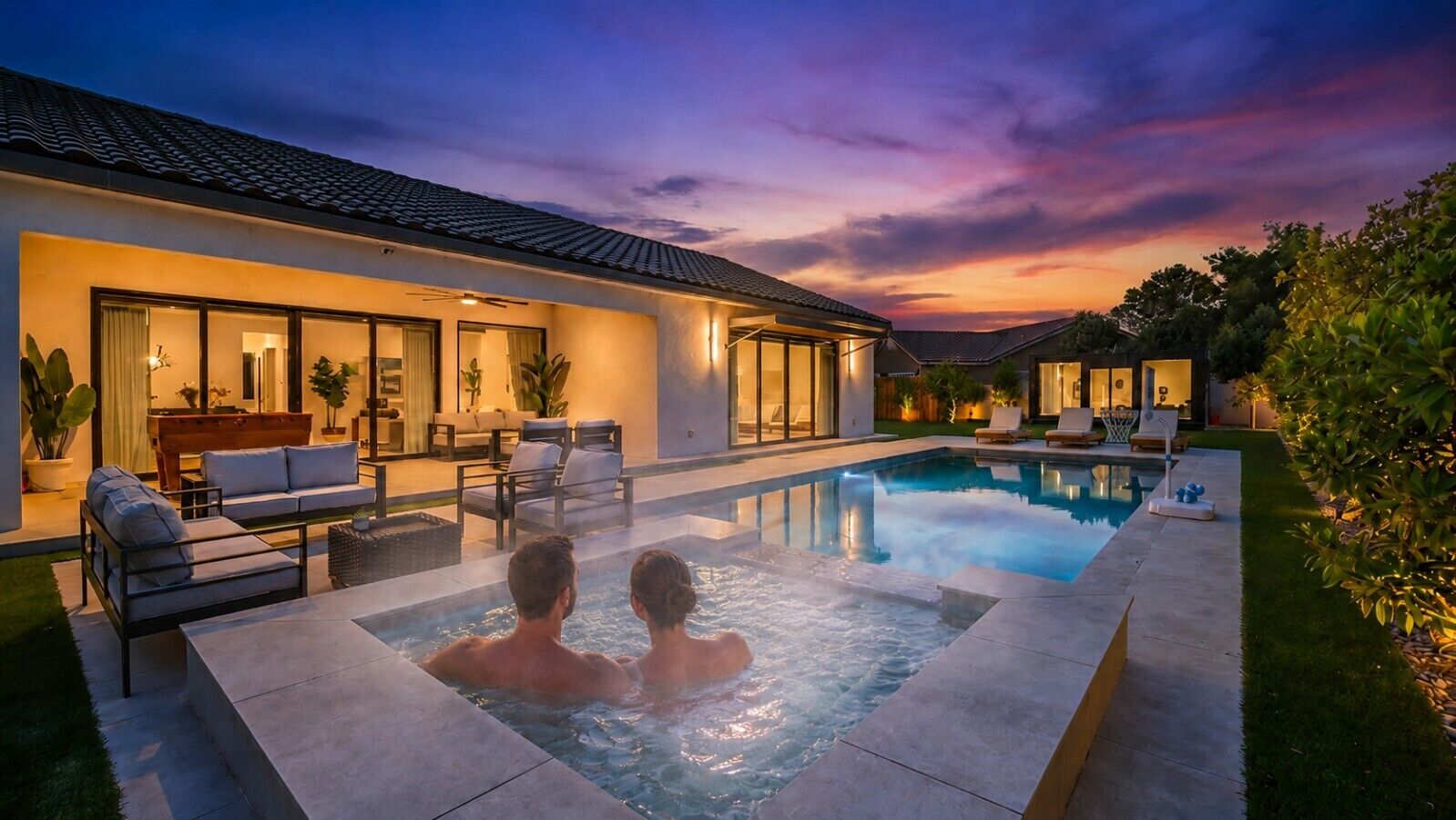 After a fun day on the Las Vegas Strip, unwind together in the bubbling hot tub under the stars.