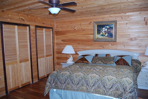 Cozy rustic cottage on Nine miles river, viw of Huron Lake sunset. Pet friendly