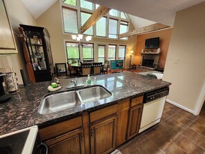 Private kitchen - KLYDES STELZENHAUS   Your Family River Tubing Camp in charming Helen. Sleeps 8! (Helen)