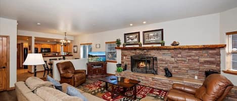 TV, fireplace