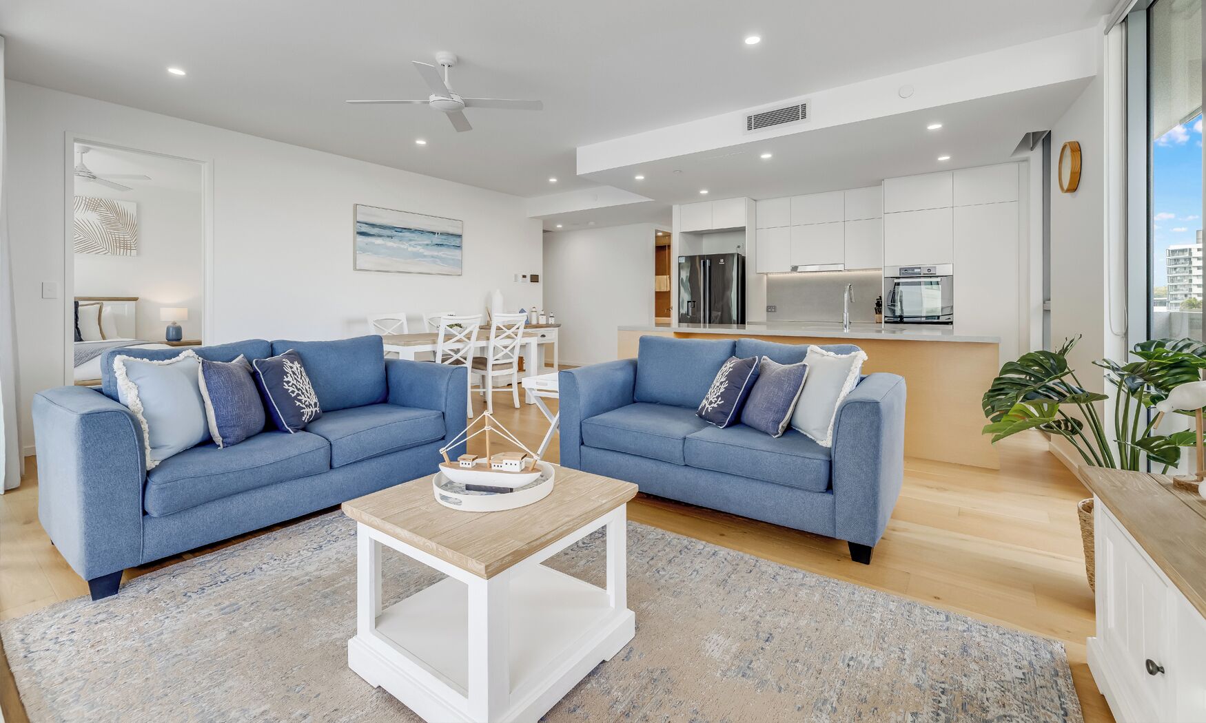 Family Apartment, 2 Bedrooms, Ocean View | Living area | 65-inch Smart TV with digital channels
