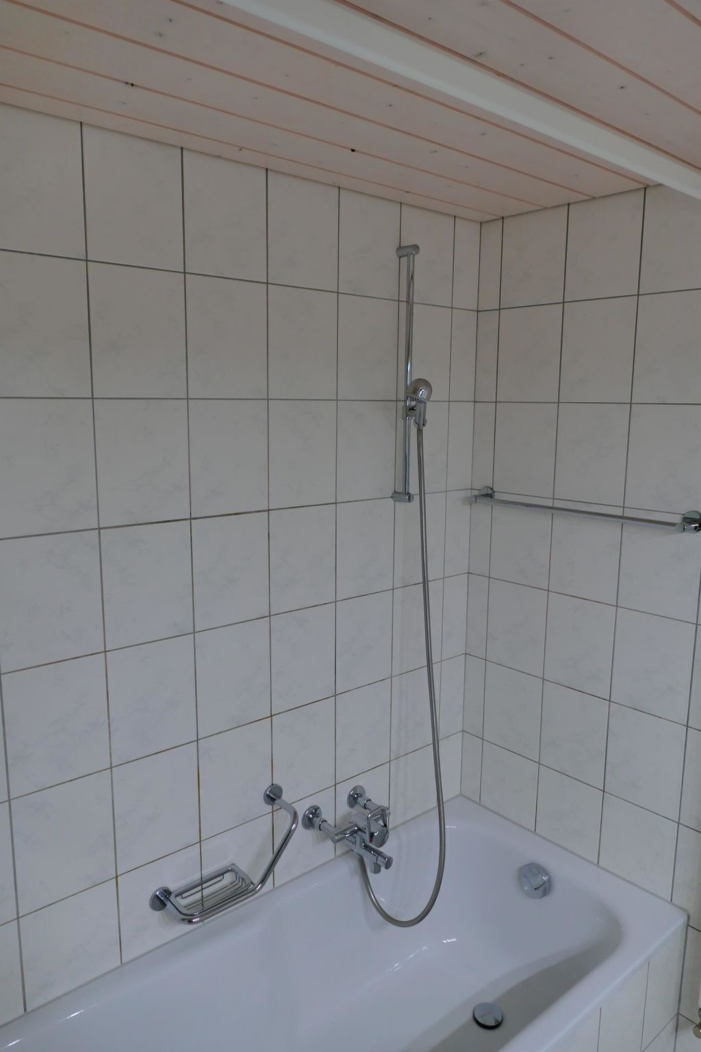Um banheiro com chuveiro, banheira e vaso sanitário.