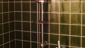 Ducha con cabezal de ducha manual y llave de pared.