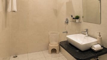 Ducha, bidet, toallas, jabón