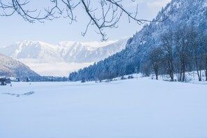 A snowy landscape with mountains, trees, and a clear sky. - Farmhouse 'Hohe Bleick' with Mountain View, Private Terrace and Wi-Fi (Wildsteig)