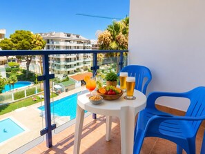 Outdoor dining - Studio, pets welcome, sea view - 2 guests (Benalmádena)