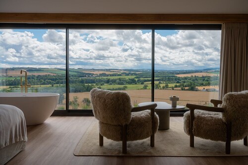 2 person wellness retreat, cabin set along a south-facing ridge in Scotland.