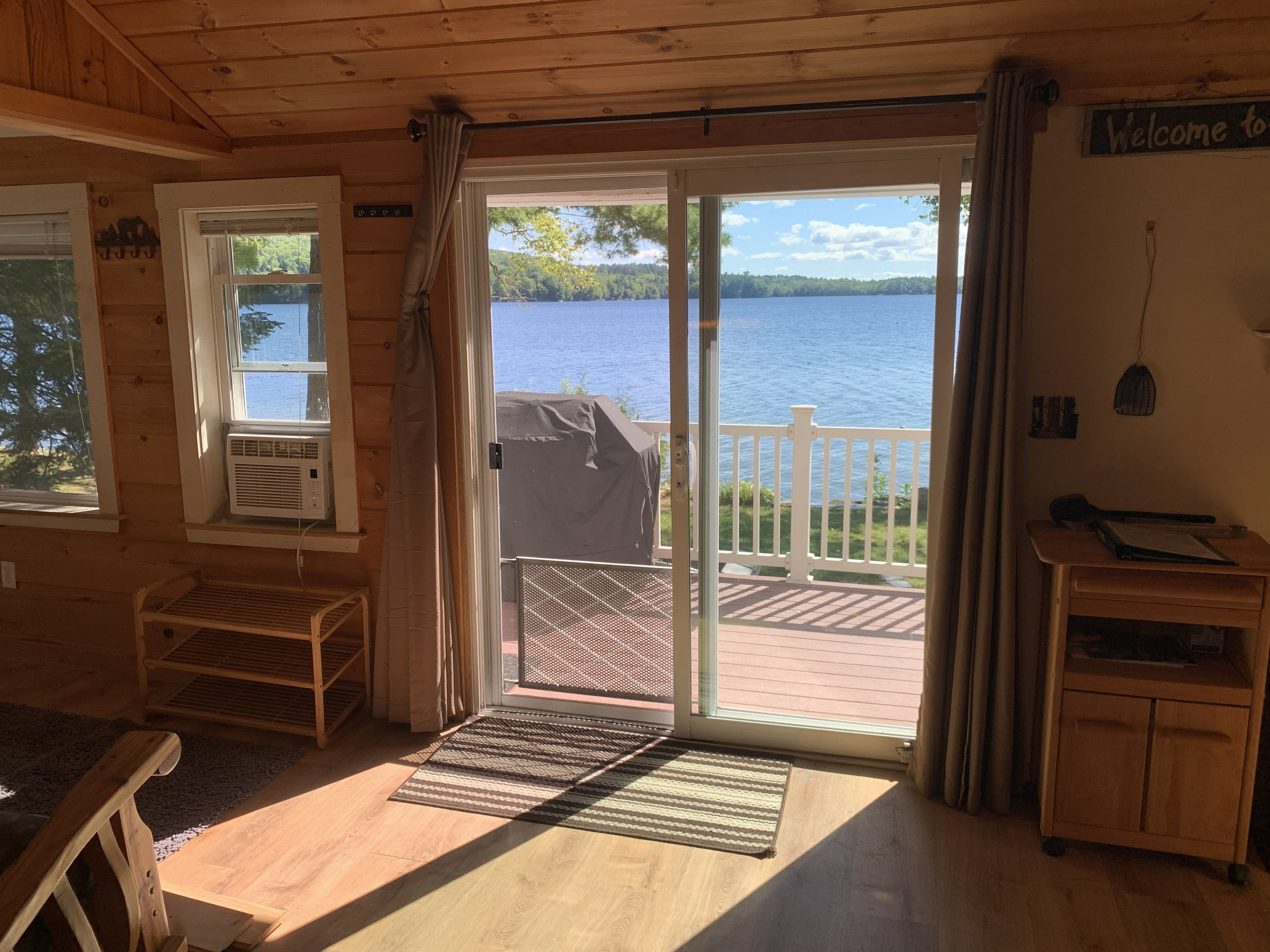 Living area with water views