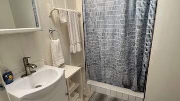 Shower, towels, toilet paper