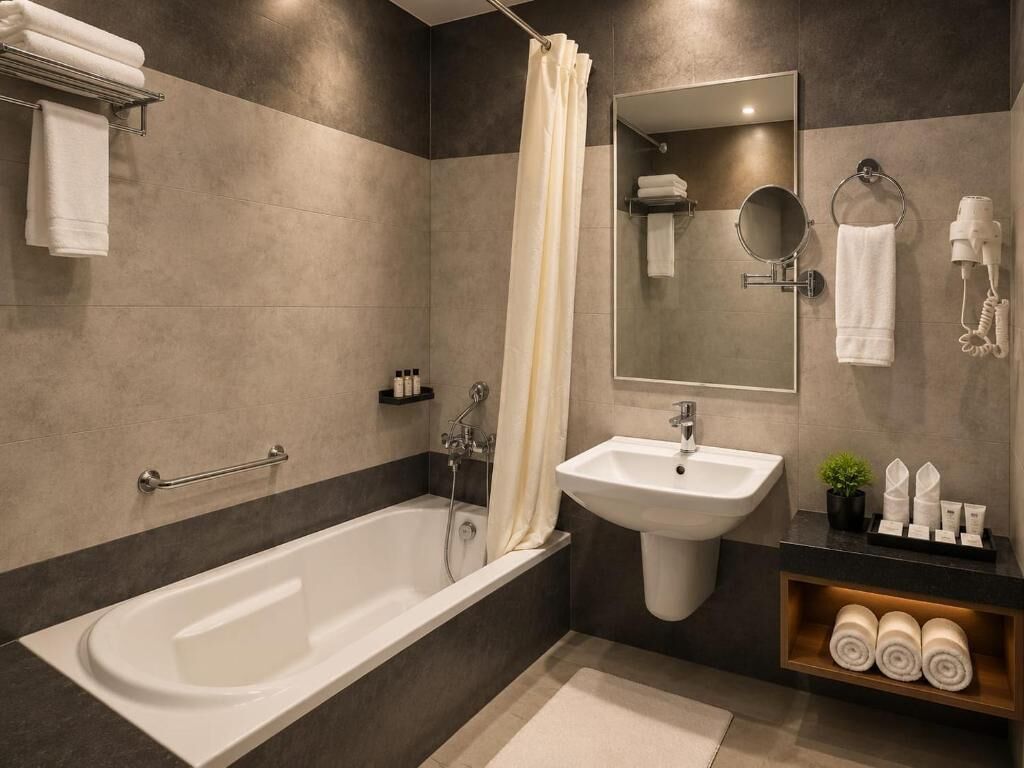 Suite | Bathroom | Shower, free toiletries, hair dryer, slippers
