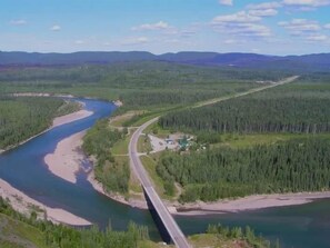 Aerial view - Coal River Retreat: Double Bed & Hot Tub Access (Northern Rockies B)
