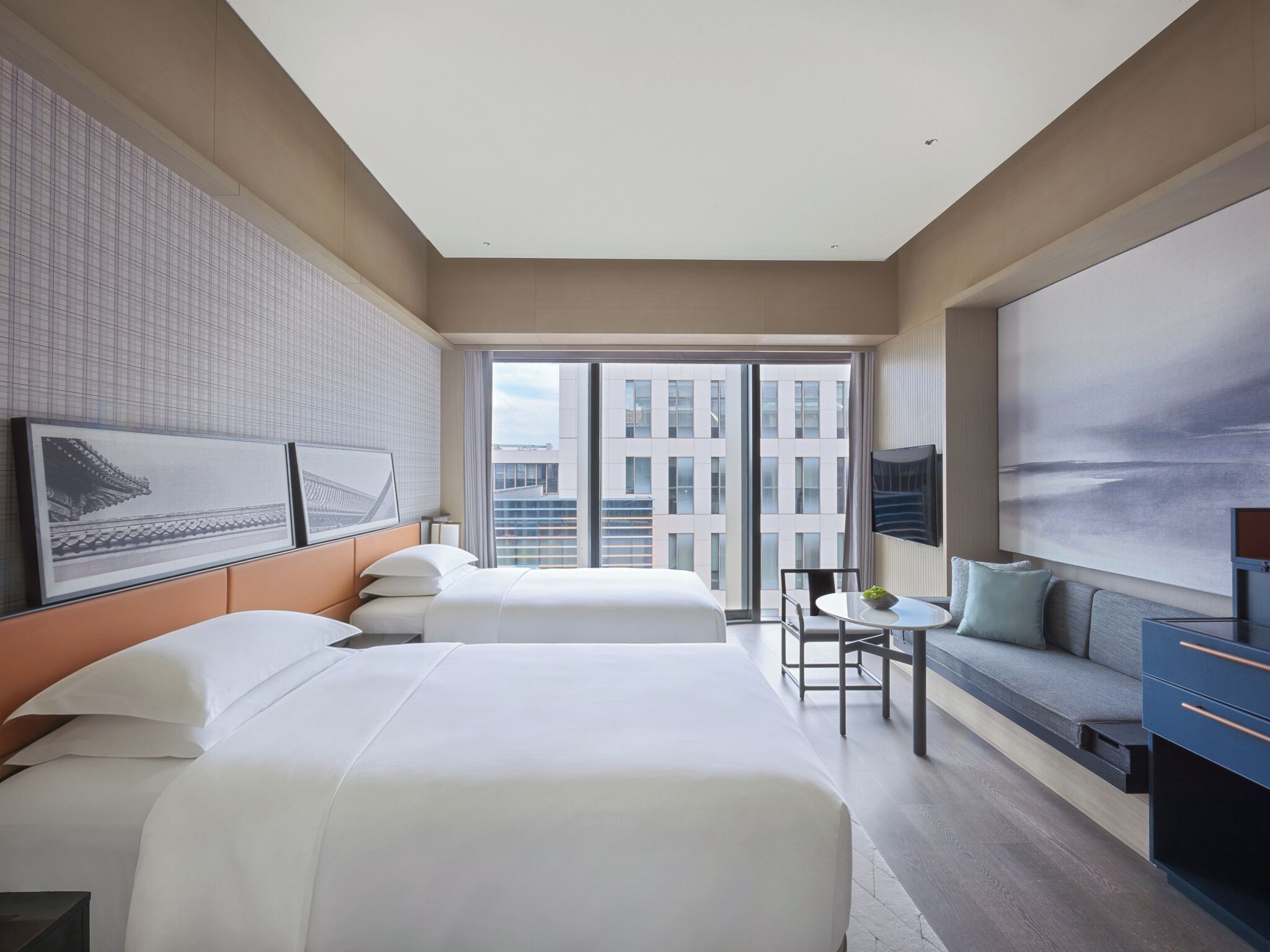 Standard Double Room, 2 Double Beds | Minibar, in-room safe, desk, laptop workspace