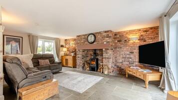 TV, fireplace