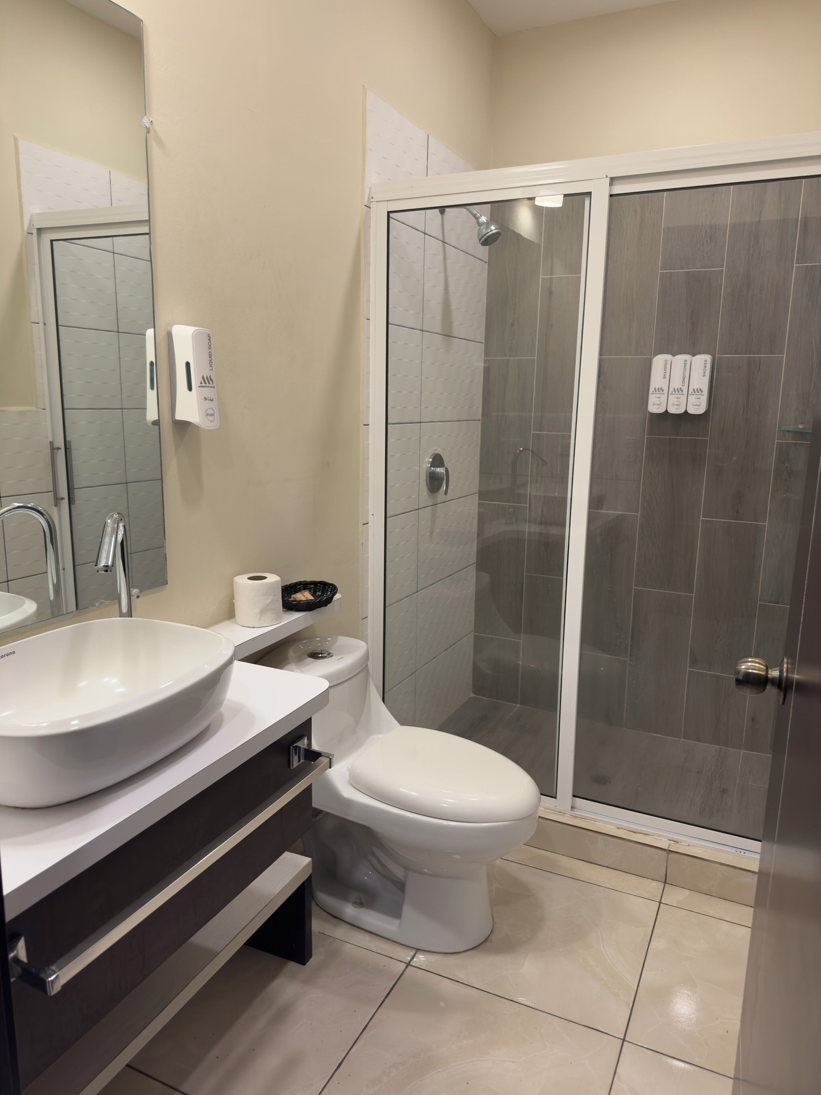 Habitación junior, vistas a la ciudad | Baño | Toallas, jabón, champú y papel higiénico
