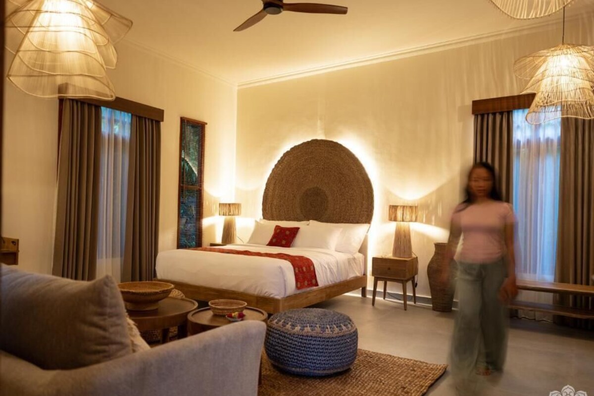 Deluxe bungalow, uitzicht op tuin | Lakens van Egyptisch katoen, luxe beddengoed, pillowtop-bedden