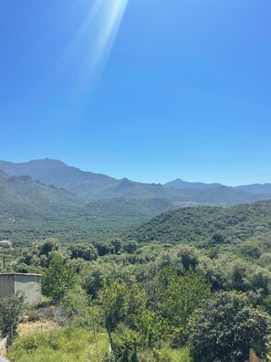 Un paysage montagneux sous un ciel dégagé.