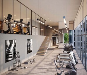 Fitness facility - 3-bedroom Condo in Kelowna on Lake Okanagan with AC and Gym (Kelowna)