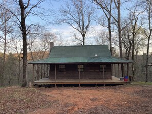 A wooden cabin with a metal roof, surrounded by trees. - Adorable 1-bedroom cabin in Treat, Arkansas.  2 adults, no pets, 2 night minimum (Dover)