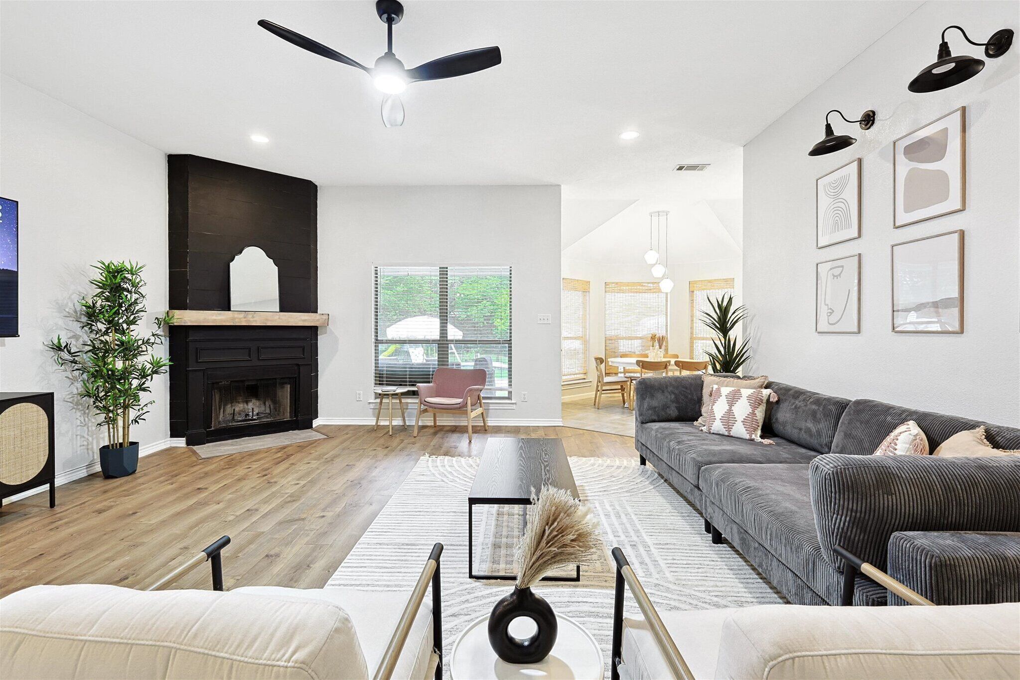 Smart TV, fireplace, video games, foosball