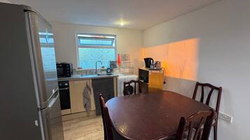 Fridge, microwave, oven