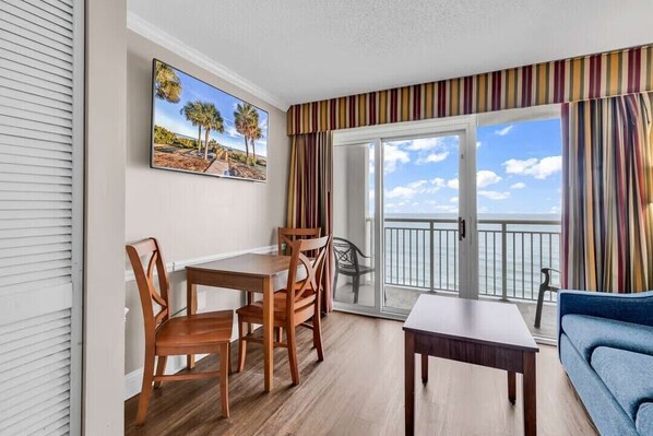 Living area - Oceanfront Studio | Sleeps 4 | Private Balcony (Myrtle Beach)