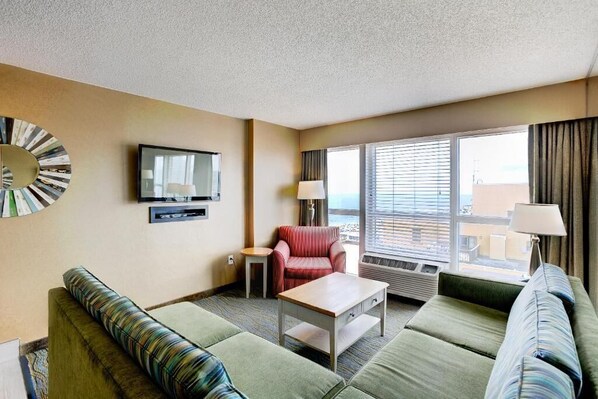 Living area - Oceanfront Boardwalk Escape | 3BR, Sleeps 10 (Virginia Beach)