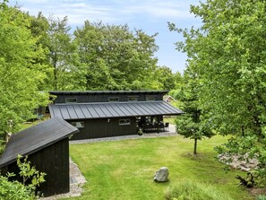 A modern house with a metal roof, surrounded by lush greenery and a well-maintained lawn. - "Gesine" - 20km to the fjord by Interhome (Toftlund)