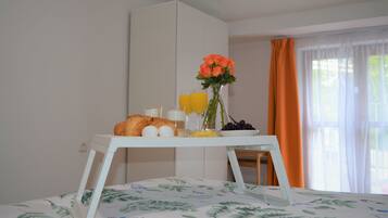 Desk, iron/ironing board, travel crib, WiFi (free)