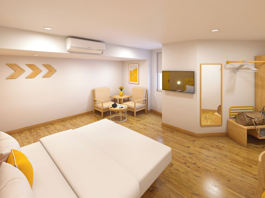 Standard Twin Room, City View | Living area