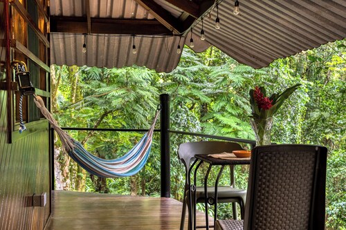 Wooden Cabin with Yoga deck over Creek, Walk to the Beach