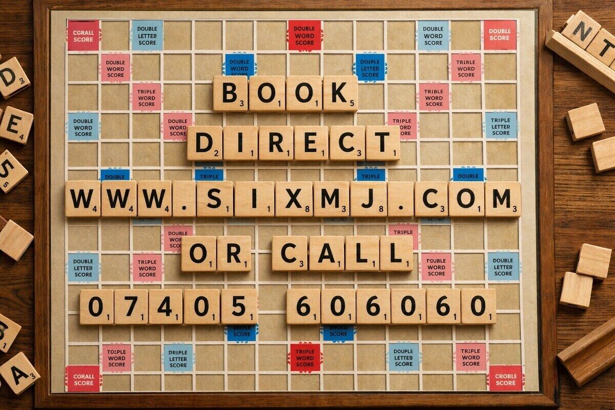 A Scrabble game board with words like 'BOOK,' 'DIRECT,' and 'CALL' on it.