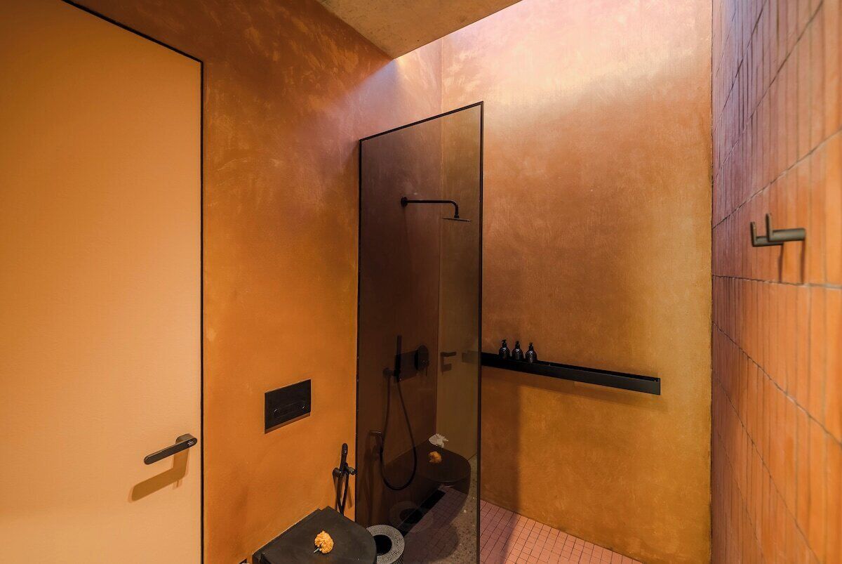 Shower, hair dryer, shampoo