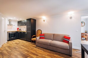 Living area - Fully equipped new 2BR 2BA one BR/BA individual entrance in Central Paris (Paris)
