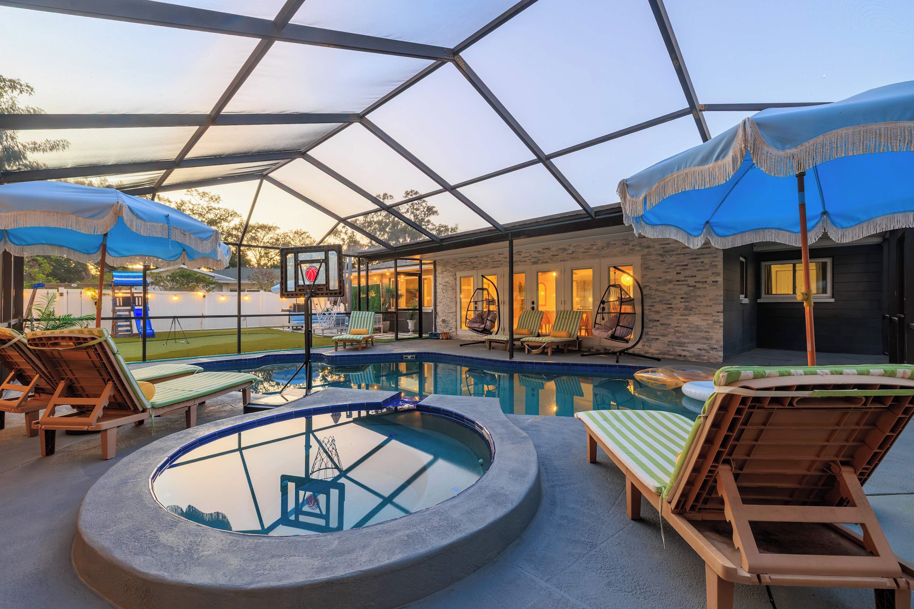 Make the most of the outdoors with a private pool, BBQ grill, and cozy seating area designed for swimming, dining, and unwinding with family or friends.