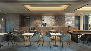 A modern restaurant interior with a bar area, seating arrangements, and a visible menu board. - FAV LUX NAGOYA MARUNOUCHI (Nagoya)